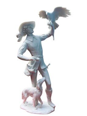 Kaiser Hunter With Falcon & Dog Porcelain Figurine By C Bochmannn signed